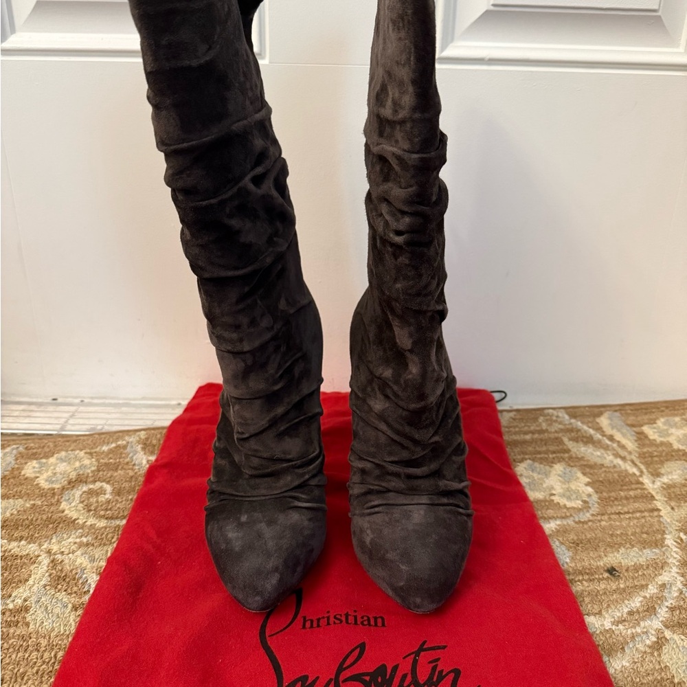 Christian Louboutin Dark Suede Heeled Boots